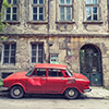 Bulgaria, varna, street, old building, house, windows, window, door, red car, socialism, communism, democracy, future, idyll, color photography, photo