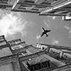 Istanbul, carakoy, black and white photography, city, street, buildings, sky, plane, megapolis, trips 