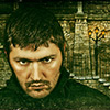 night, portrait, stone wall, dark sky, darkness, edited, conceptual, photo retouch, dark art, color experimetal photography