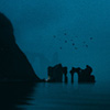 Experimental dark art matt painting on Irakli beach in winter