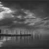 Experimental black and white photo of the pier in St. St.Constantine and Helena